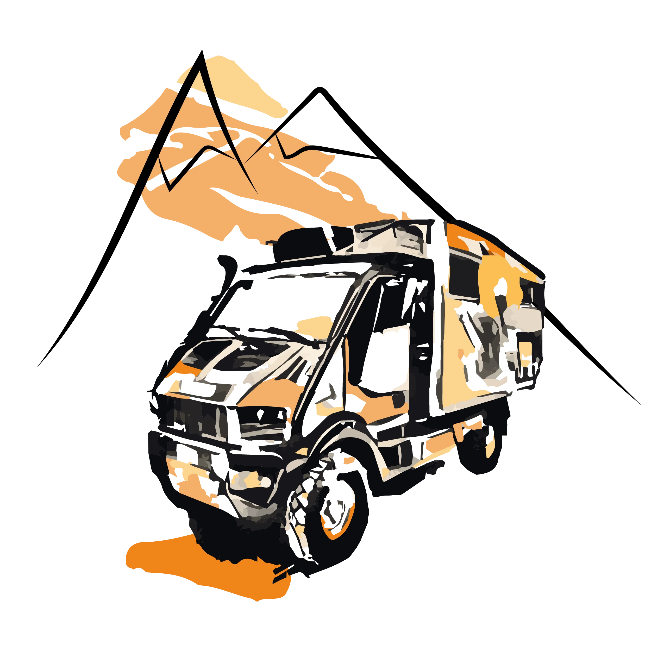 Truck with a mountain background